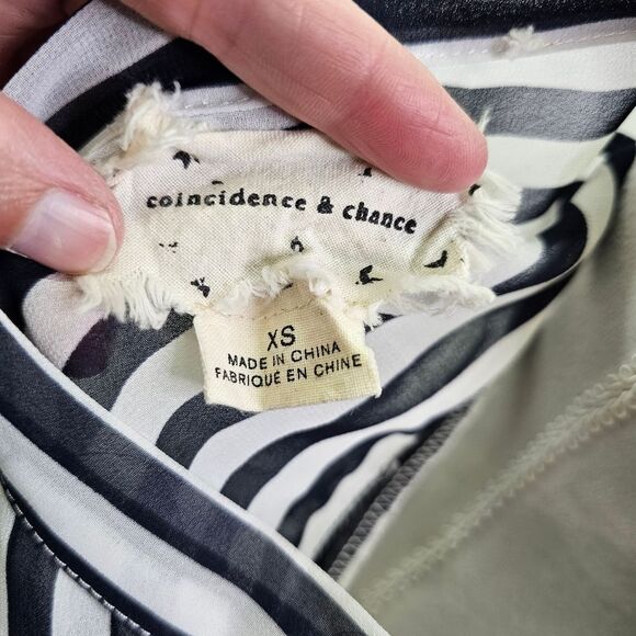 Urban Outfitters Coincidence & Chance Blue Striped Tie Neck Blouse Size XS - Picture 5 of 10